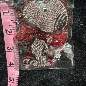 Purse Plushy Snoopy Keychain with a Red Bow
